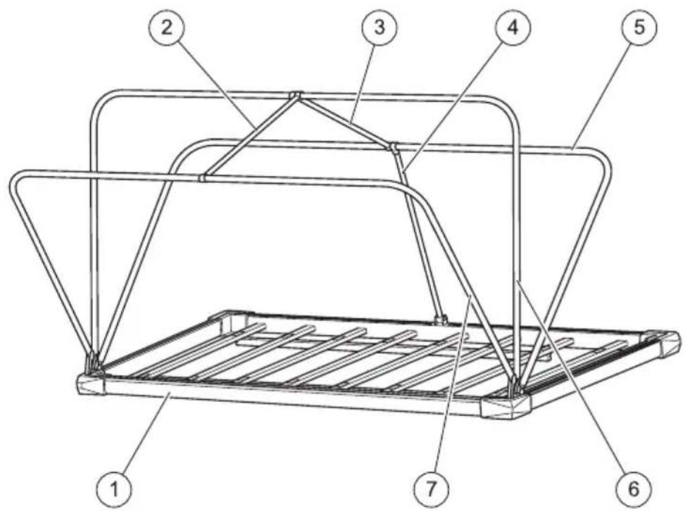 Technical diagram of a mechanical device with numbered components for identification