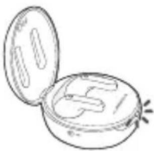 Simple line drawing of an open closed cushion with a small handle and sparkles (no text or symbols)