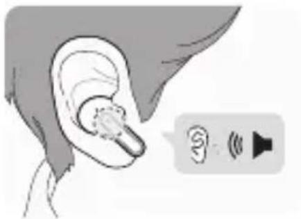 Illustration of an ear with a microphone and sound wave indicator (no text or symbols)