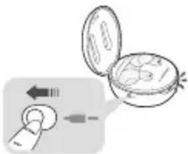 Diagram illustrating a step-by-step procedure for inserting a capsule into a container, with arrows indicating the process.