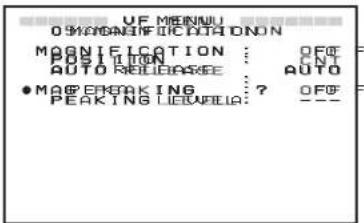 UF MEANULU 0 MARGINIFICATION MARGINIZATION : ? OFF POSITION : CNT AUTO RELEASE : AUTO ● MAAGENAKING : ? OFF PEAKING LIDUALIA: - - -