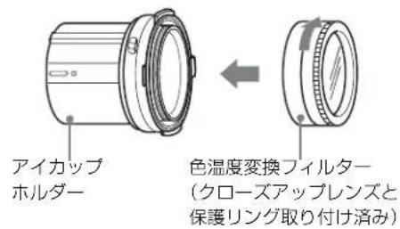 アイカップ ホルダー 色温度変換フィルター (クローズアップレンズと 保護リング取り付け済み)
