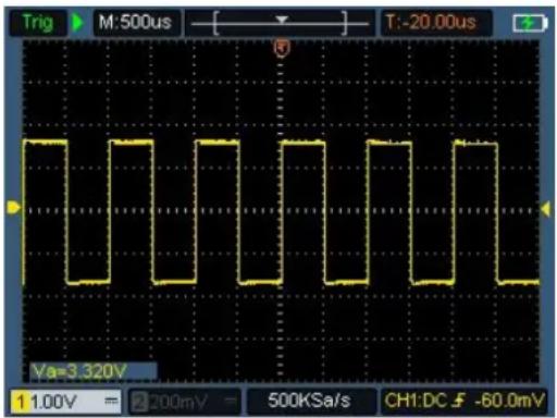 Trig M:500us T:-20.00us Va=3.320V 1.00V = 200mV = 500KSa/s CH1-DC -60.0mV