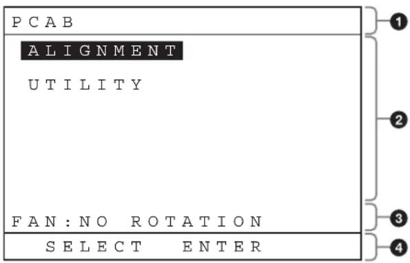 PCAB ALIGNMENT UTILITY FAN: NO ROTATION SELECT ENTER