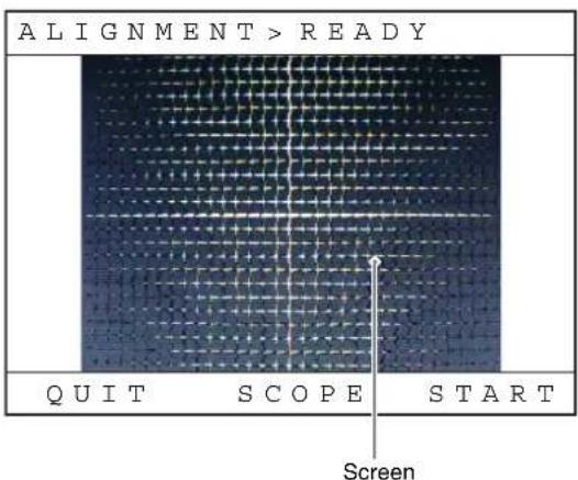ALIGNMENT > READY QUIT SCOPE START Screen