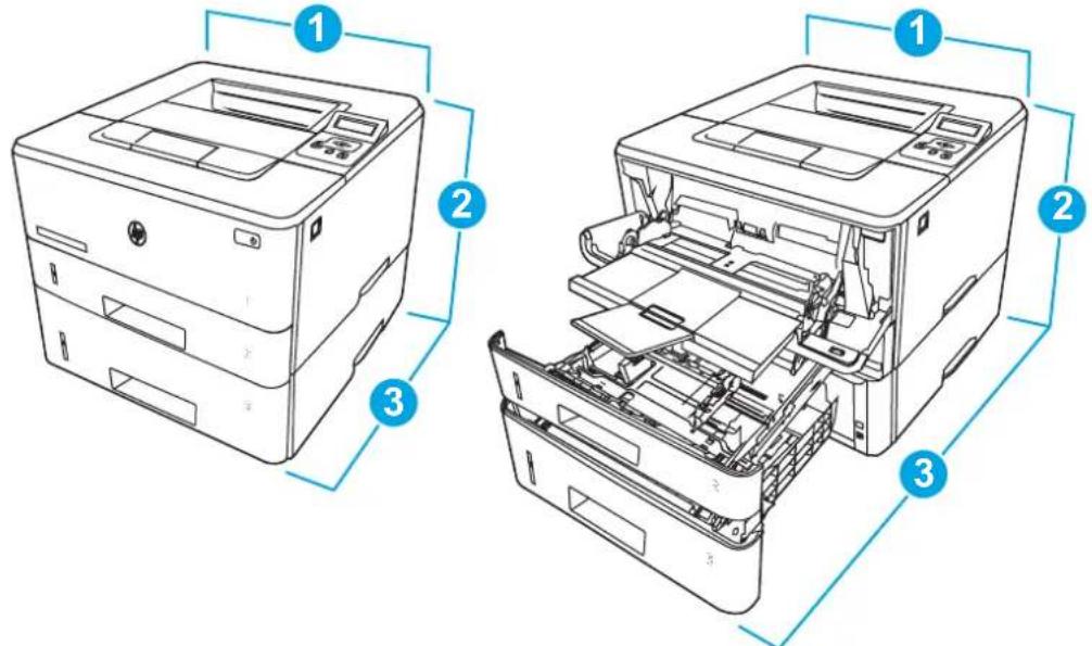 HP LaserJet Pro 4002 - Druckerabmessungen - 3