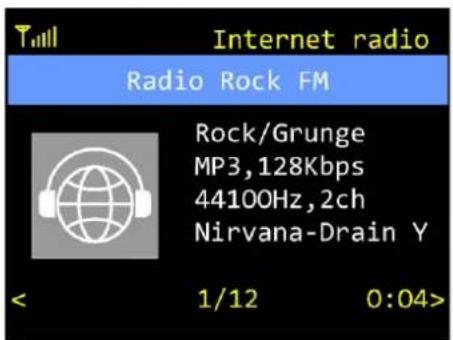 Internet radio Radio Rock FM Rock/Grunge MP3,128Kbps 44100Hz,2ch Nirvana-Drain Y < 1/12 0:04>