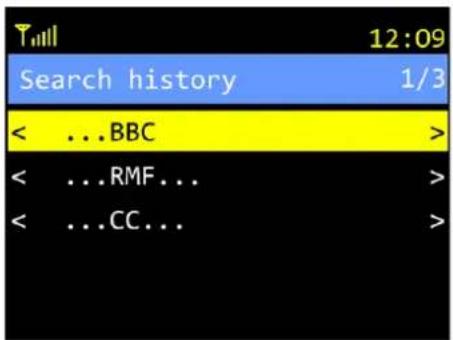 Tmll 12:09 Search history 1/3 < ...BBC > < ...RMF... < ...CC... >
