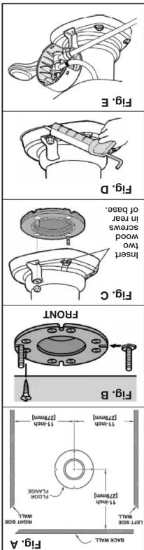Fig. E Fig. D Fig. C Inserf wood scrws of base. 11-inch [47mm] 11-inch [47mm] Floor FLAODE 1 inch [47mm] Roft size WALL LIFT SIZE 800x WALL Fing B Fing A