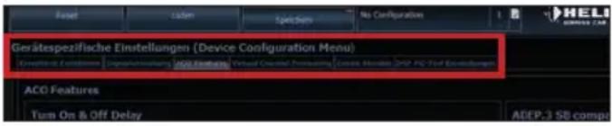Gerautespezifische Einstellungen (Device Configuration Menu) ACO Features Turn On & Off Delay ADEP.3 SB comp