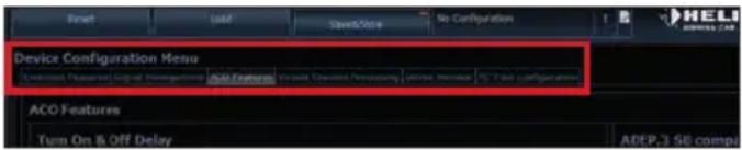 Device Configuration Menu ACO Features Turn On & Off Delay AEP, 3 SE comp