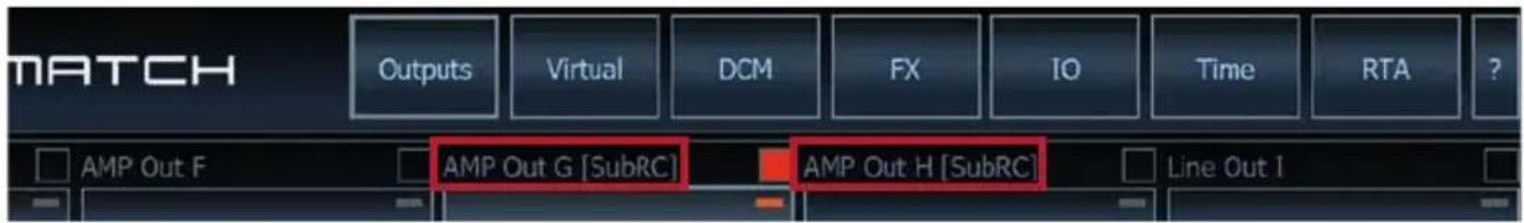 MATCH Outputs Virtual DCM FX IO Time RTA ? AMP Out F AMP Out G [SubRC] AMP Out H [SubRC] Line Out I
