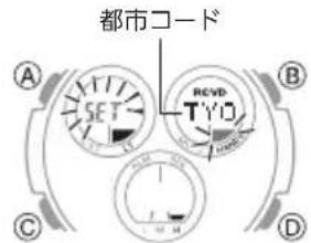 CASIO Baby-G MSG-W600 - ①時刻モードのと②ボタンを約2秒間押し続け、[ADJ]を表示したら⑨ボタンを離します。 - 1