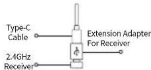 Type-C Cable Extension Adapter For Receiver 2.4GHz Receiver
