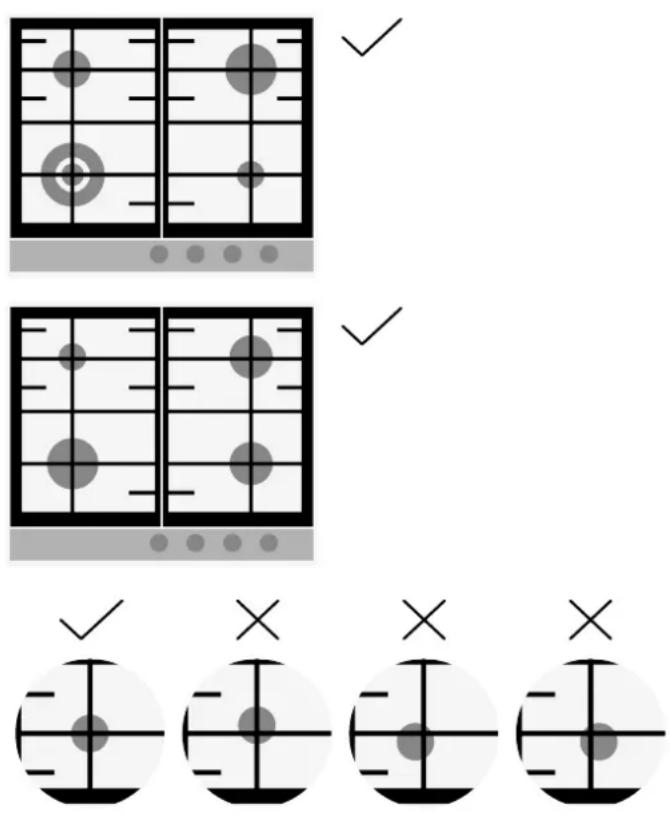 Diagram illustrating a logic or combinatorial pattern with checkmarks and X marks, showing grid-based logic and cross-circled patterns.