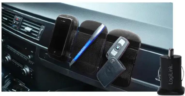 LOGILINK PA0118 - Kfz Ladeadapter mit 2-fach USB-Port + Antirutschmatte - 1