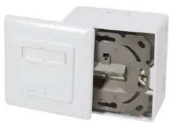 White electrical outlet box with internal circuitry and a door panel (no visible text or symbols)