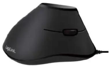 Black LogitLink computer mouse with visible scroll wheel and control buttons (no text or symbols on body)