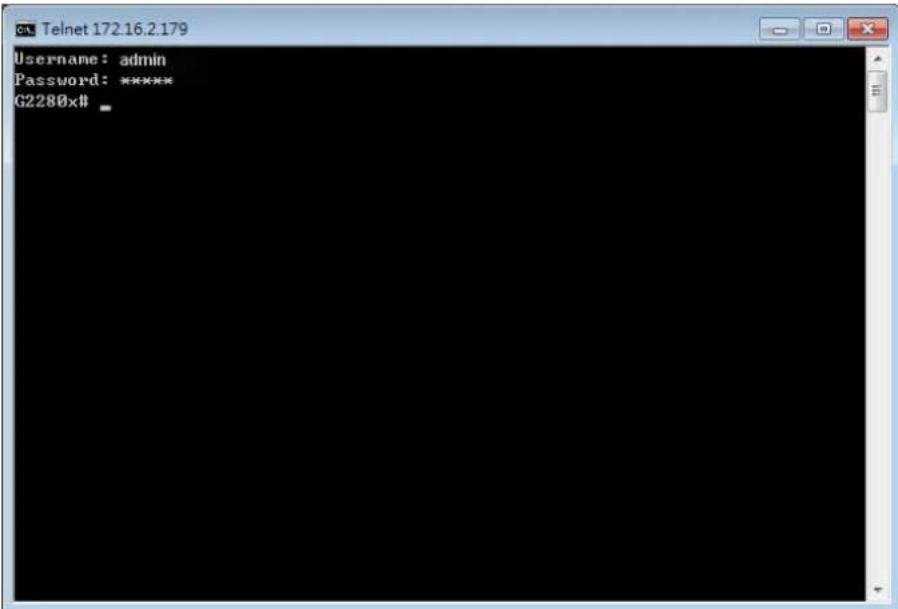 Username: admin Password: ***** G2280x# _