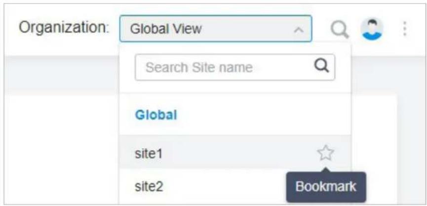 Organization: Global View Search Site name Global site1 site2 Bookmark