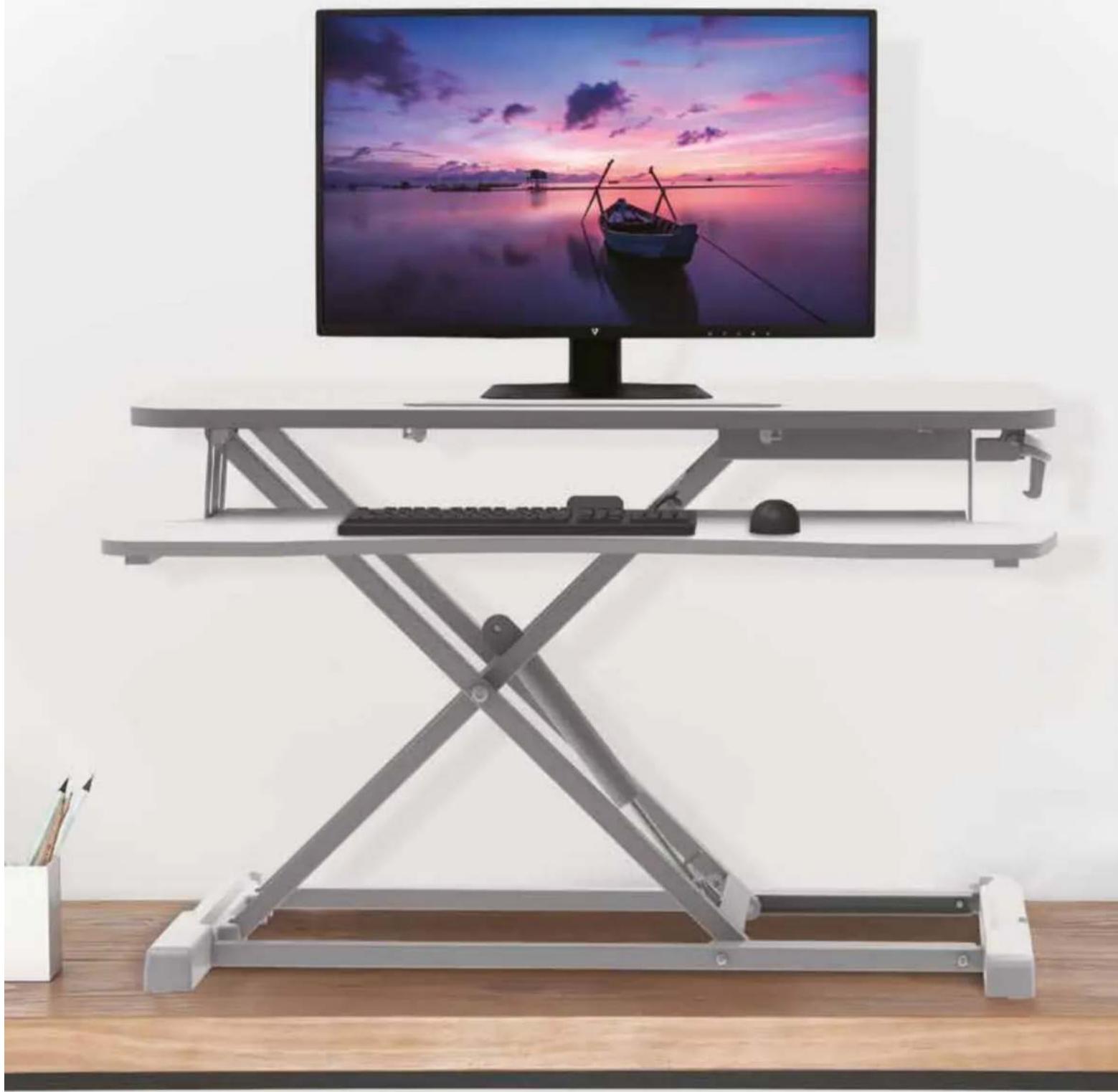 V7 DT2SSB - Essential Workstation-Tischständer mit Sitz-/Stehfunktion - 2