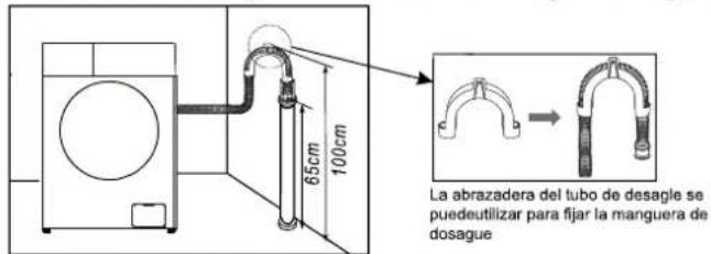 65cm 100cm La abrazadera del tubo de desagle se puedeutilizar para fijar la manguera de dosague
