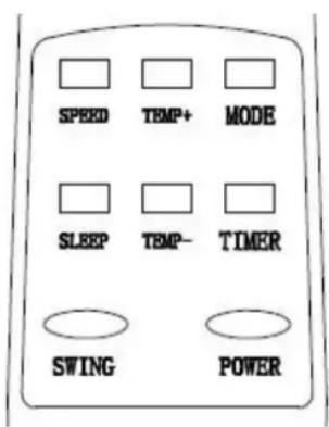 SPEED TEMP+ MODE SLEEP TEMP- TIMER SWING POWER