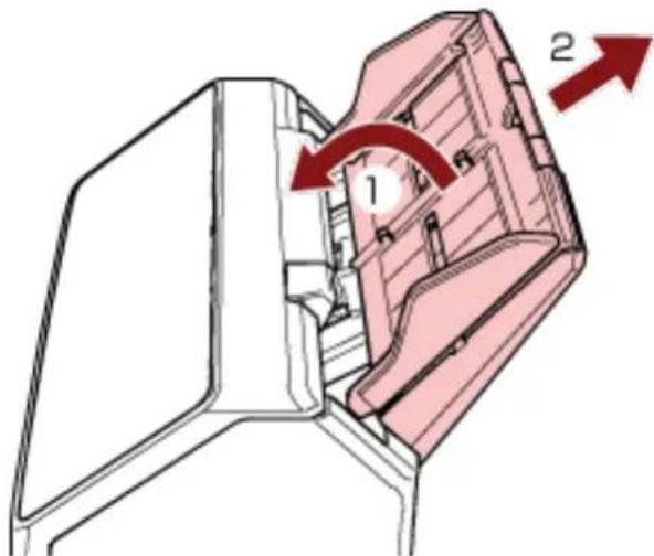 Technical diagram showing a mechanical component with labeled parts and directional arrows indicating rotation or movement.