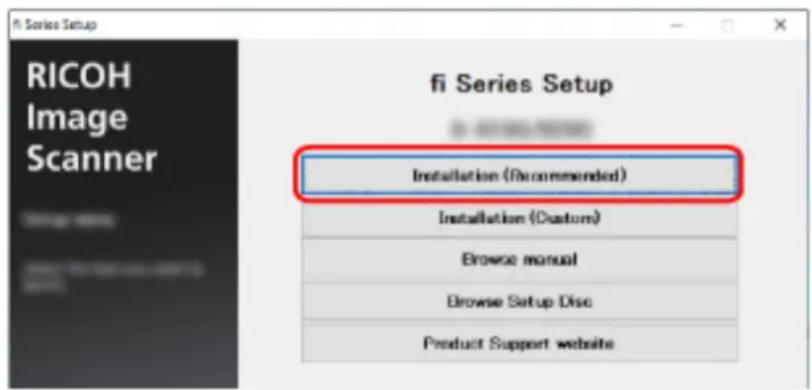 fi Series Setup RICOH Image Scanner fi Series Setup Installation (Recommended) Installation (Custom) Browse manual Browse Setup Disc Product Support website