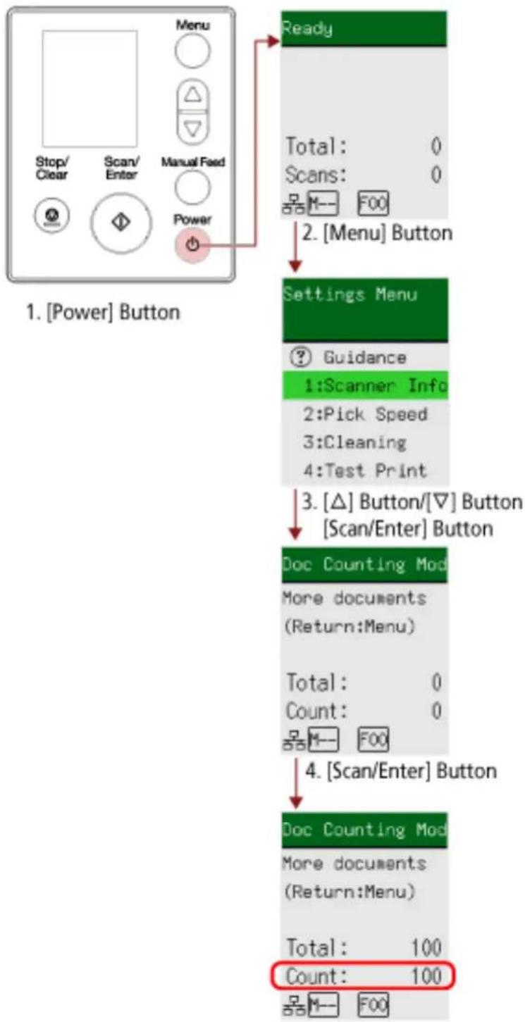 RICOH fi-8190 - Press the [ ] button/[ ] button to select [1: Yes], and then press the [Scan/Enter] button. - 1