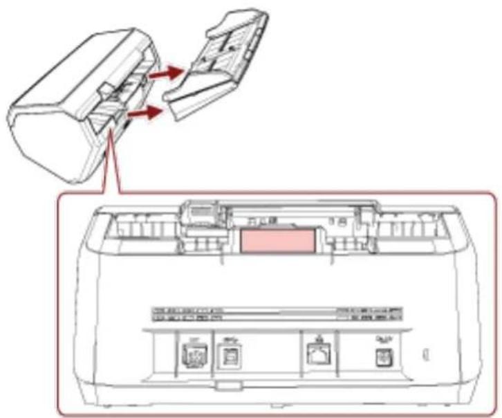 Diagram of a printer internal structure with Chinese labels, showing top and front views with arrows indicating process flow.