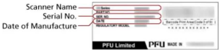 Scanner Name Serial No. Date of Manufacture Series Factory Server No. DATE REGULATORY MODEL Barcode Print AreaCode 3 of 51 * * * * * * * * * PFU Limited PFU MADE IN