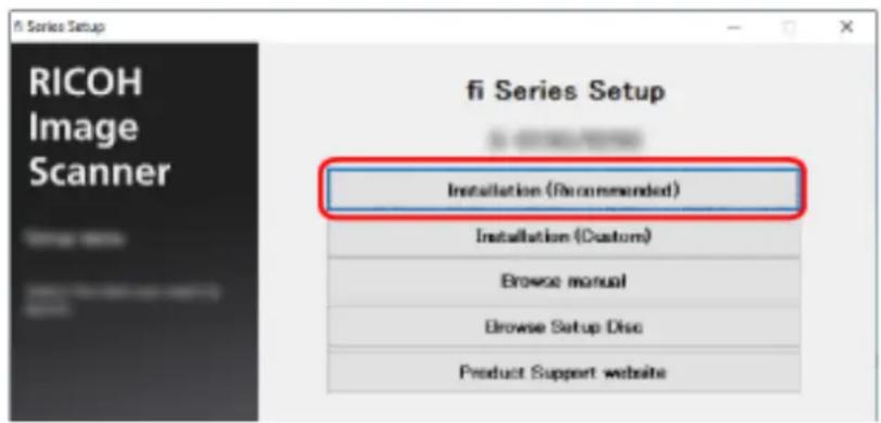 fi Series Setup RICOH Image Scanner fi Series Setup Installation (Recommended) Installation (Custom) Browse manual Browse Setup Disc Product Support website