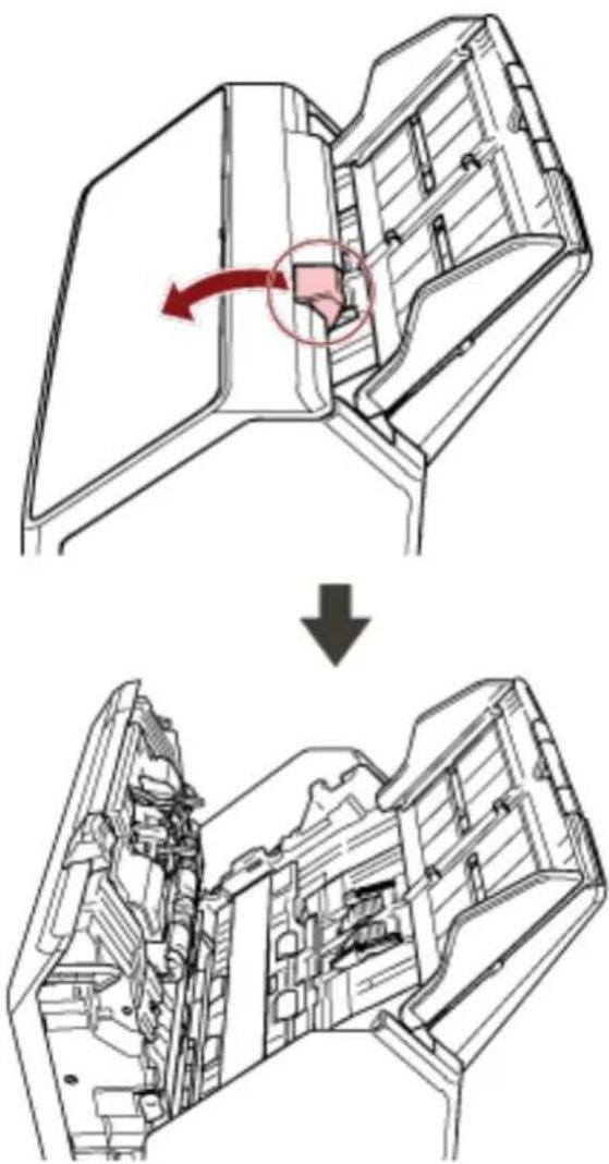 Technical diagram illustrating a mechanical assembly process with labeled components and directional arrows indicating motion.