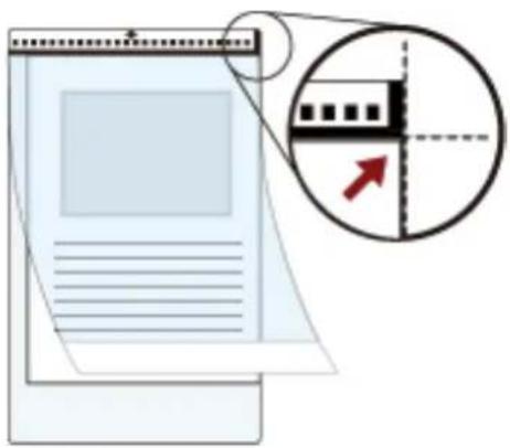 Diagram showing a document with a magnified inset highlighting a small object, likely representing a technical or operational step.