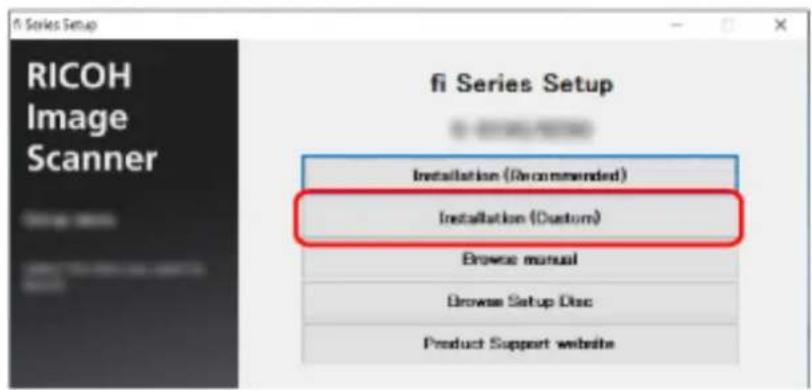fi Series Setup RICOH Image Scanner fi Series Setup Installation (Recommended) Installation (Custom) Browse manual Browse Setup Disc Product Support website