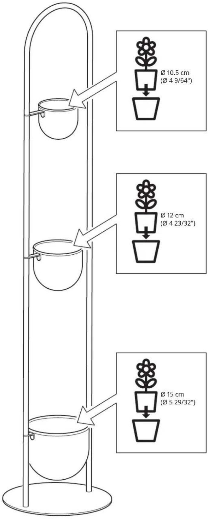 Ø 10.5 cm (Ø 4 9/64") Ø 12 cm (Ø 4 23/32") Ø 15 cm (Ø 5 29/32)