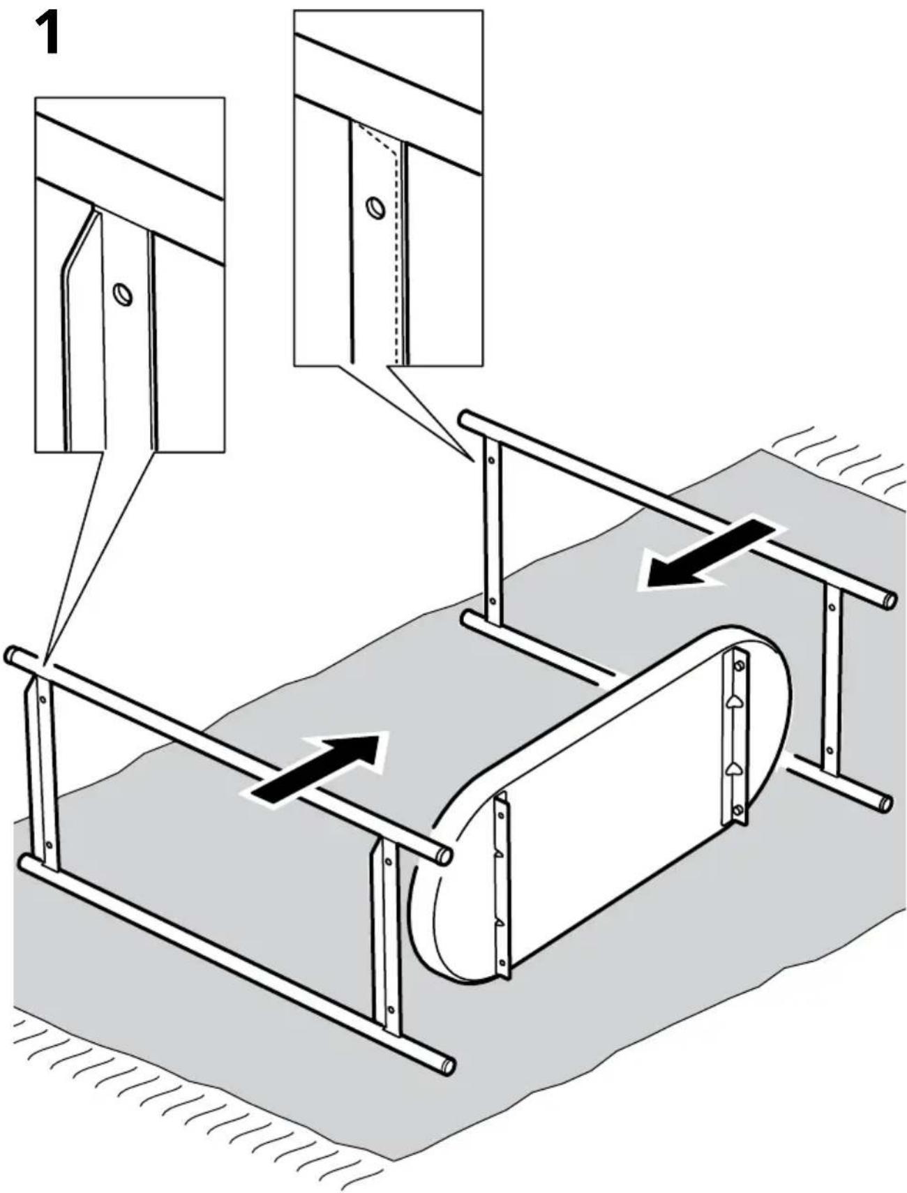Technical diagram showing a mechanical assembly with labeled components and directional arrows indicating motion or force.