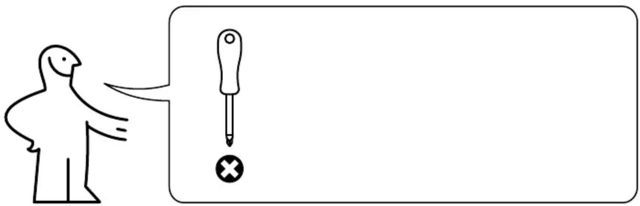 Diagram showing a person pointing at a dropper with an exclamation mark, likely illustrating a warning or error.