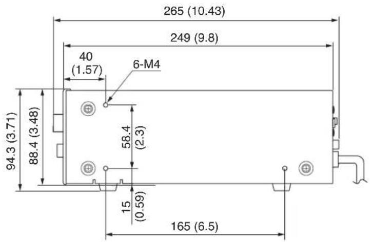 265 (10.43) 249 (9.8) 40 (1.57) 6-M4 94.3 (3.71) 88.4 (3.48) 58.4 (2.3) 15 (0.59) 165 (6.5)