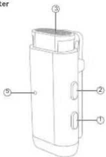 Diagram of a portable electronic device with numbered parts labeled ① to ⑤