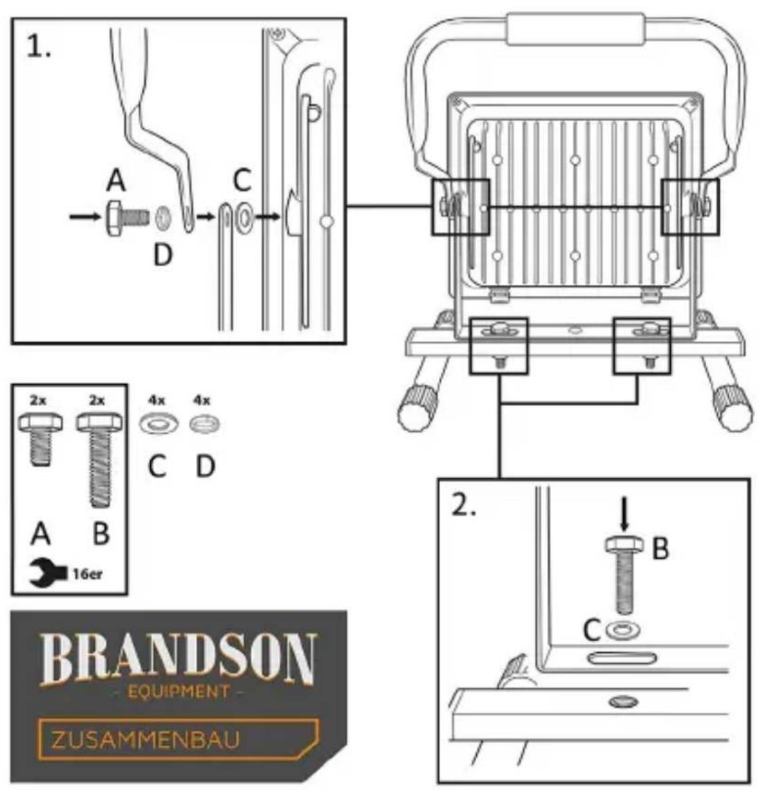 1. A D C 2x 2x 4x 4x C D A B 16er 2. B C BRANDSON EQUIPMENT ZUSAMMENBAU