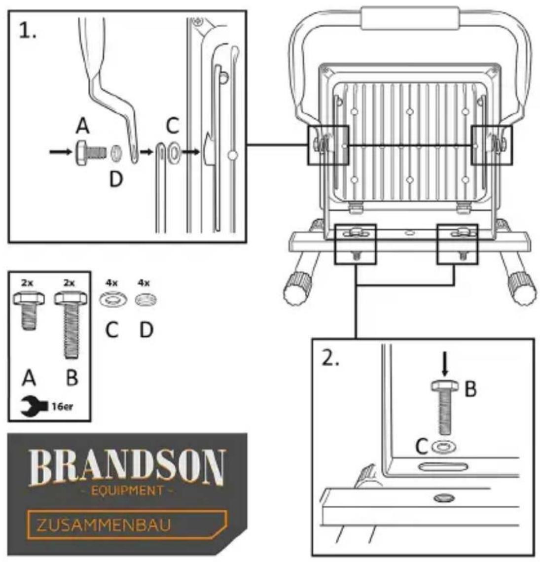 1. A D C 2x 2x 4x 4x C D A B 16er 2. B C BRANDSON EQUIPMENT ZUSAMMENBAU