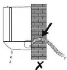 Diagram showing a pipe or pipe passing through a brick wall with labeled points and an arrow indicating direction.