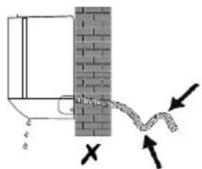 Diagram showing a pipe or pipe passing through a brick wall with directional arrows indicating flow or movement.