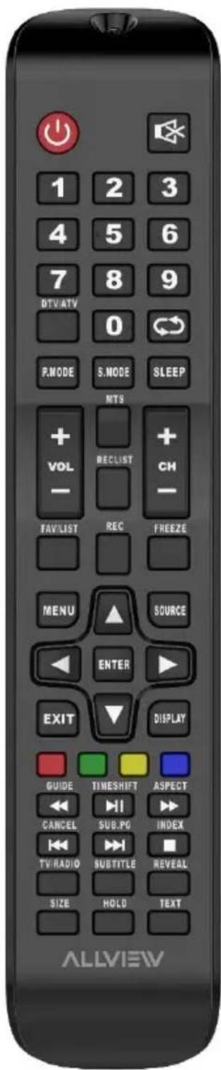 1 2 3 4 5 6 7 8 9 DTV/ATV 0 P.MODE S.NODE SLEEP NTS + VOL RECLIST + - FAVLIST REC FREEZE MENU SOURCE ENTER EXIT DISPLAY GUIDE TIMESHIFT ASPECT CANCEL SUB.PG INDEX TV/RADIO SUBTITLE REVEAL SIZE HOLD TEXT ALLVIEW