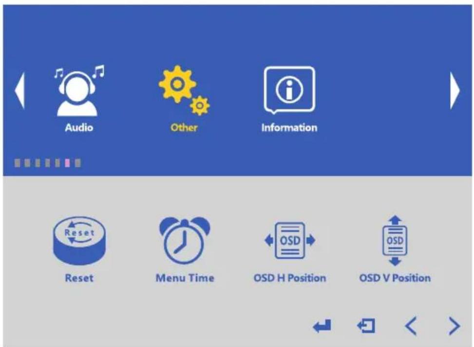 Audio Other Information Reset Menu Time OSD H Position OSD V Position