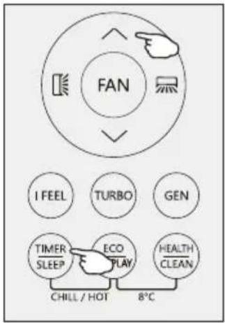 FAN I FEEL TURBO GEN TIMER ECO HEALTH SLEEP PLAY CLEAN CHILL / HOT 8°C