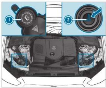 Mercedes-Benz C-Class Sedan (2024) - Checking the coolant level - 1