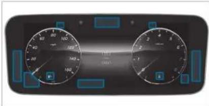 Digital dashboard display showing speedometer and meter reading with Chinese UI labels